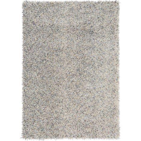 Tapis shaggy 160x230 crème tufté en laine rectangle motif faux uni YOUNG