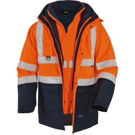 Vizwell Warnschutz Parka 5 in 1, VWJK44 Gr. M orange/marine (1/5)