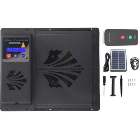 Porte automatique de poulailler solaire USB – Ouverture horizontale 3 en 1 – Minuterie et capteur de lumière – Télécommande incluse