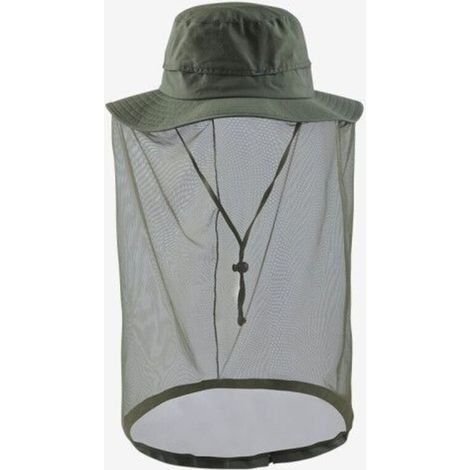 Chapeau d'apiculture avec moustiquaire/maille anti-insectes intégrée, protection du visage - Vert militaire