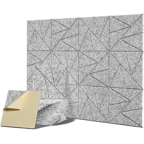 Lot de 12 panneaux acoustiques autocollants, 30,5 x 30,5 x 1 cm, en mousse insonorisante haute densité, gris argenté, neuf. (1/5)