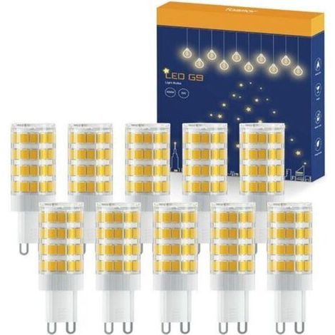 5W G9 LED Bulb, Warm White 3000K, 550LM, Non-Dimmable, Flicker-Free, Equivalent to 50W Halogen Bulb, Energy Saving for Bedroom, Living Room, Kitchen, Pack of 10 [Class (1/4)