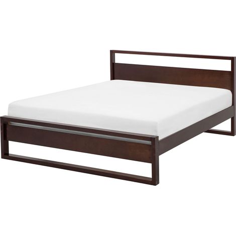 Elegante Letto in Legno di Pino Scuro a Doghe Minimalista 140 x 200 cm Giulia (1/5)