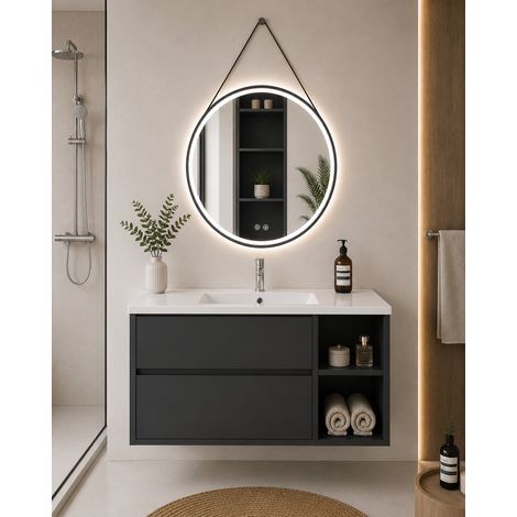 Bathroom cabinet with basin ORIGENBATH ZEUS without mirror 70x40 cm right Grafito (1/5)