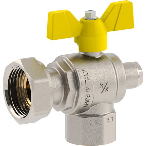Valvola A Sfera Gas F/F Ad Angolo Con Una Presa Pressione Dado Gir./Farfalla Allum. Fiv 3/4" X 1 (1/2)