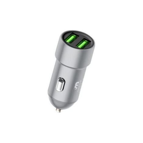 Chargeur pour électroportatif Chargeur de voiture Chargeur de voiture en métal USB double port (Argent) (1/4)