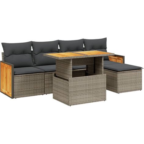 Maison Exclusive - 6-tlg. Garten-Sofagarnitur mit Kissen Grau Pol
