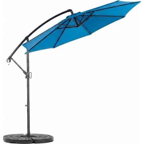 ELVMI Sombrilla Excéntrica con Manivela e Inclinación Ajustable, Tejido de Poliéster, Acero, Azul Oscuro, 10 FT (1/5)