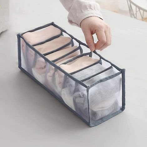 Ensemble de rangement pour sous-vêtements - Organisateur de tiroir pliable pour sous-vêtements - 7 compartiments - Gris (1/5)
