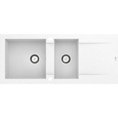 CAREA - Évier Granit BALSA 2 bacs Blanc (1/2)