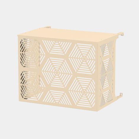 Cache climatiseur - Hexagone Cache climatiseur - Hexagone - Fixation murale - Ivoire RAL 1015 - Taille S (H 70 x L 90 x P 50-74 cm) (1/5)