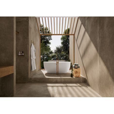 Carrelage intérieur Effet Béton AZUMA UP 60x120 (1,44m2) Taupe rectifié - Les Carreaux de Jean (1/4)