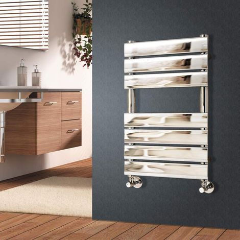 Flat Panel Heated Towel Rail Bathroom Rad Radiator Chrome 650x400mm (1/6)