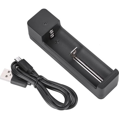 Chargeur USB intelligent universel pour piles Li-ion 18650/26650/14500 - Alimentation PC noir à fente unique avec indicateur LED (1/5)