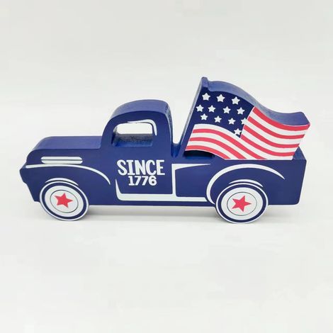 Boîte à Jouets En Bois - Décoration De Bureau Pour Le 4 Juillet - Ornements Festifs En Bois - 1 Pièce (1/4)