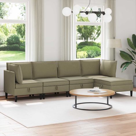 Juego de muebles de salón 5 pcs Caqui Tela