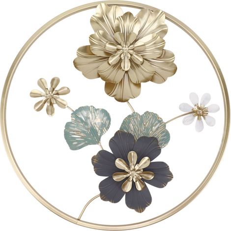 Elegante und luxuriöse, leichte Wanddekoration aus Eisen mit Blumenmuster für Eingangsbereich, Schlafzimmer, Wohnzimmer, als Hintergrund oder für hängende Blumenarrangements – Crezuo