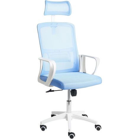 Office Chair Blue Mesh Swivel Base Adjustable Height Headrest Home Office MONARCH (1/5)