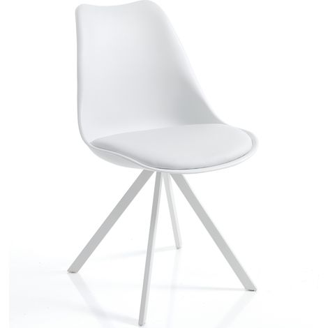 Set 4 sedie in pelle sintetica bianche cm. H.82 x L.48 x P.58 (1/3)