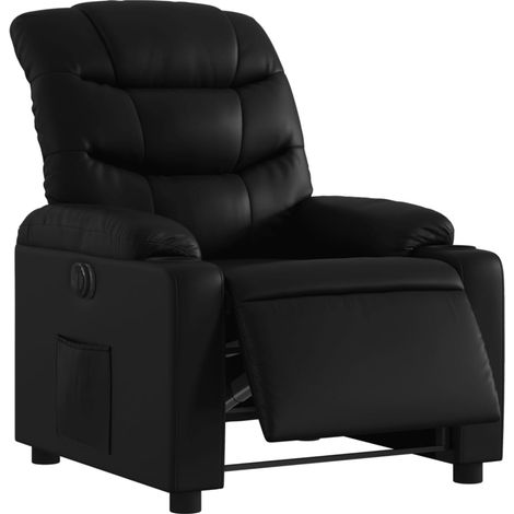 Poltrona relax TV con comodissima funzione reclinabile elettrica in PVC nero DEC028470