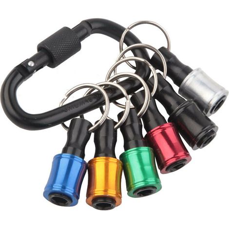 Porte-embouts hexagonaux 6 pièces, adaptateur 1/4 pouce, porte-embouts à changement rapide, rallonge pour embouts, tournevis avec anneau porte-clés (1/5)