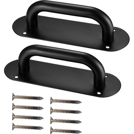 CCYKXA Lot de 2 Poignées pour Portes de Grange avec Plaques, Poignées de Traction Avec Souche Arrière, Poignées pour Portails, Plaque Pour Poignée de Porte (1/5)