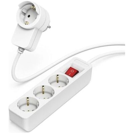 Multiprise 3+1 Prises 16A avec Interrupteur (Rallonge multiprises 1.4m, Bloc 3 Prises +1 sur Le connecteur, Type F Schuko, 3680W Max, Idéal Bureau PC luminaires Atelier Meuble TV Garage) Blan (1/5)
