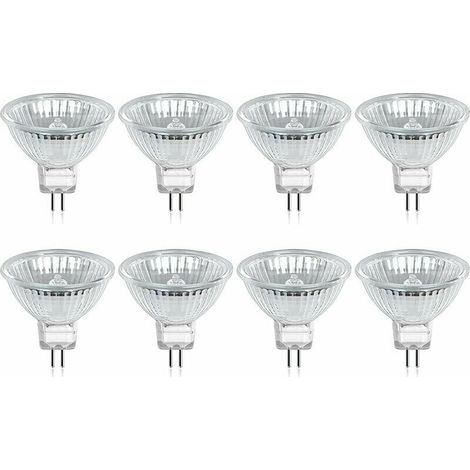Lampadina alogena GU5.3 MR16 35W 12V bianco caldo 2800K dimmerabile, copertura in vetro 400 lumen faretto di ricambio a 2 pin, confezione da 8 (1/5)