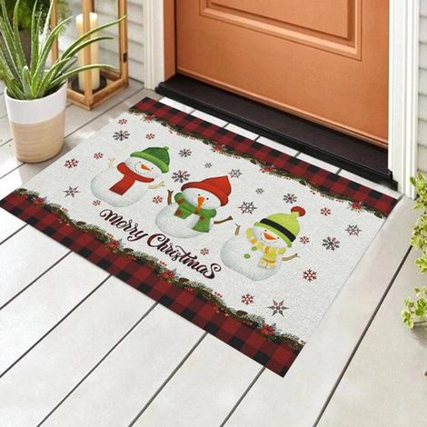 Paillasson Joyeux Noël, paillasson d'entrée intérieur et extérieur pour l'hiver, paillasson de bienvenue, paillasson de porche décoratif pour Noël, 5,40 x 60 cm (1/3)