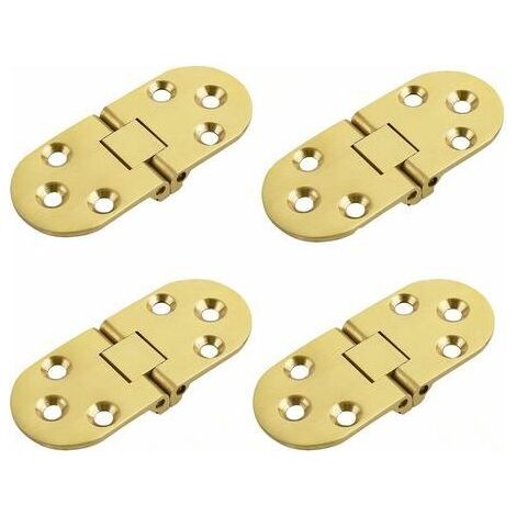Charnières de Table Pliantes Connecteur Rabattable Montage de Meubles en Inox Pliant de 180 Degrés, 2mm d’Épaisseur, Finition de Chrome en Acier Inoxydable, 4 Pcs or (1/5)