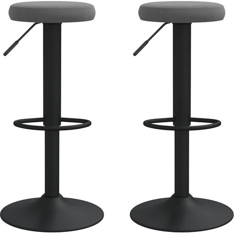 Lot de 2 tabourets de bar chaises hautes en velours gris foncé et acier DEC029724