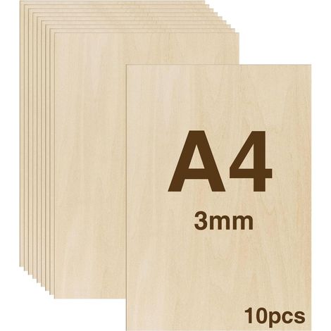10 pieces Plywood 3 mm, A4 3 mm Wooden Board, 30 x 21 cm (1/5)