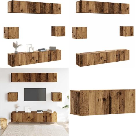 vidaXL Ensemble de meuble TV mural 6 pcs vieux bois bois d'ingénierie (1/5)