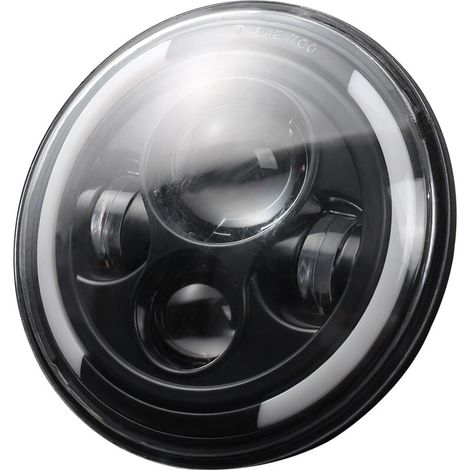 Phare de moto à LED semi-circulaire 7 pouces Wrangler bicolore angel eyes 60W Harley (1/4)