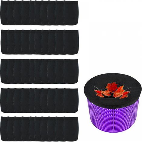 Filtre d'écumoire de piscine, chaussettes d'écumoire de piscine, filet d'écumoire, pour panier de piscine, noir, 50 pièces (1/4)