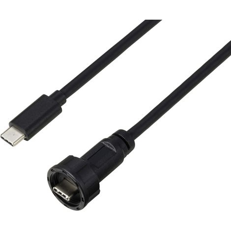 USB Typ-C® 3.0 Stecker auf Stecker IP67 (Gewinde) Kabel 0,5 m  TC-E10T-MT3-MWA/NWA-0.5PV-S Wasserdic