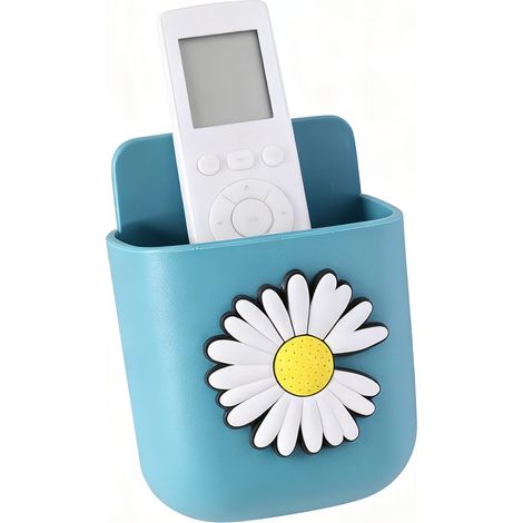 Supports de télécommande, organisateur mural adhésif, boîte de rangement de stylos, support de téléphone pour bureau, maison, école, lac, marguerite bleue (1/5)