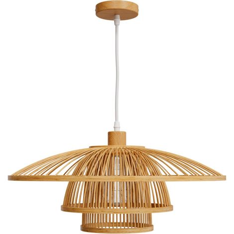 Lámpara de techo de bambú natural y metal D50 cm - Mirabel