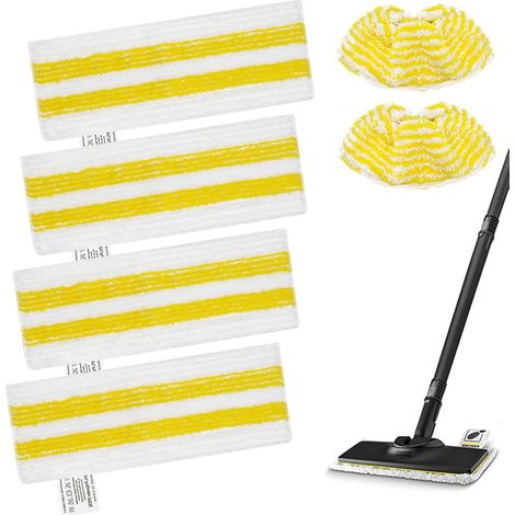 Lot de 6 pour Kärcher EasyFix Bonnettes Nettoyeurs Vapeur Serpillere Recharge Kit, pour Kärcher EasyFix SC 2, SC 3, SC 4, SC 5 Microfibre Lingette (4 Lingettes et 2 Couverture) (1/4)