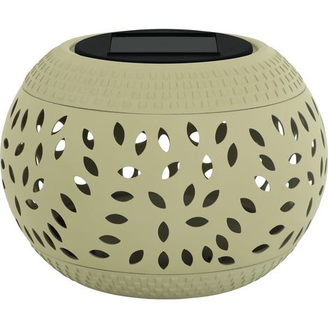 Lampe solaire LED 0,2W 3000K ajourée boule beige IP44 (1/2)