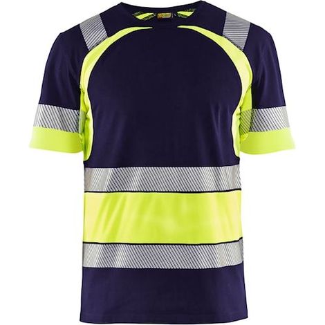 T-shirt de travail haute visibilité 3421 - Marine/Jaune fluo 4XL (1/5)