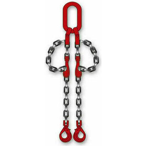 Elingue chaîne 2 brins avec crochet à chape de sécurité à verrouillage automatique + crochet de raccourcissement à chape L2m - CHAPUIS - KLB026