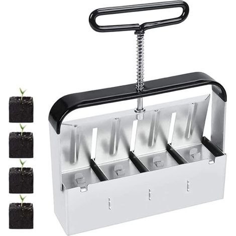 Manual soil blocker - Gardening tool, soil blocker - 5.1 cm - Blocks soil - With non-slip handle, soil blocker for seedlings, comfortable for planting, transplanting, greenhouse (1/5)