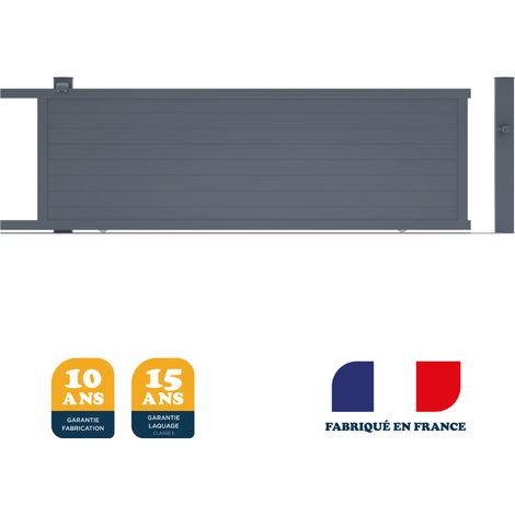 Portail coulissant prêt à la pose Yel Gris 7016 - L406 cm X H166 cm en aluminium manuel BELTY (1/4)