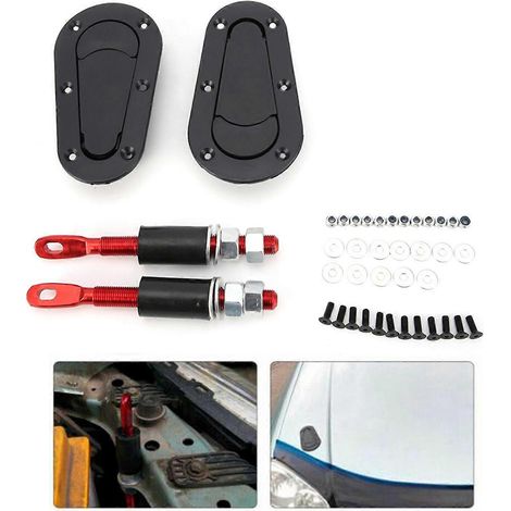 Universal-Rennwagen-Motorhauben-Verriegelungsstift ohne Schloss-Set, schwarz