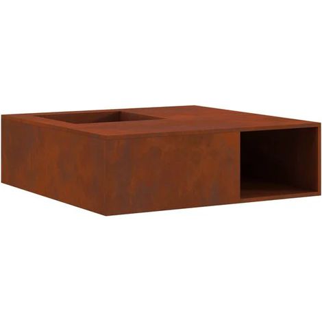 Insert de cheminée marron, 100 x 100 x 30 cm, acier vieilli. (1/5)