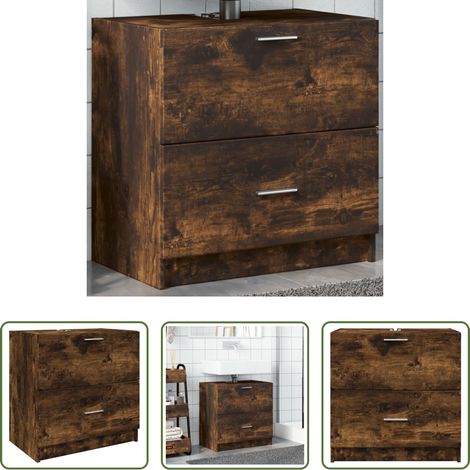 Holzwerkstoff -  Waschbeckenunterschrank Räuchereiche 59x37x59 cm Holzwerkstoff (1/5)
