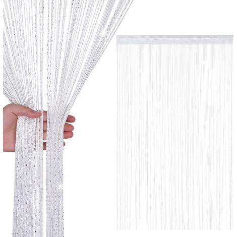 1 Panneau Rideau Frange Paillette, Séparateur Pièce, Décoration Porte, Fenêtre, Maison, Événement, Blanc, 90 x 200cm (1/5)