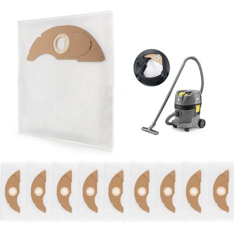 10 Pièces Sacs à Poussière pour Karcher NT 22/1 Sacs à Poussière de Rechange Aspirateur Accessoires (1/4)