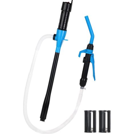 Pompe de transfert portable à siphon électrique alimentée par batterie avec tuyau blanc de 90 cm pour le transport de carburant essence et d'eau. (1/5)